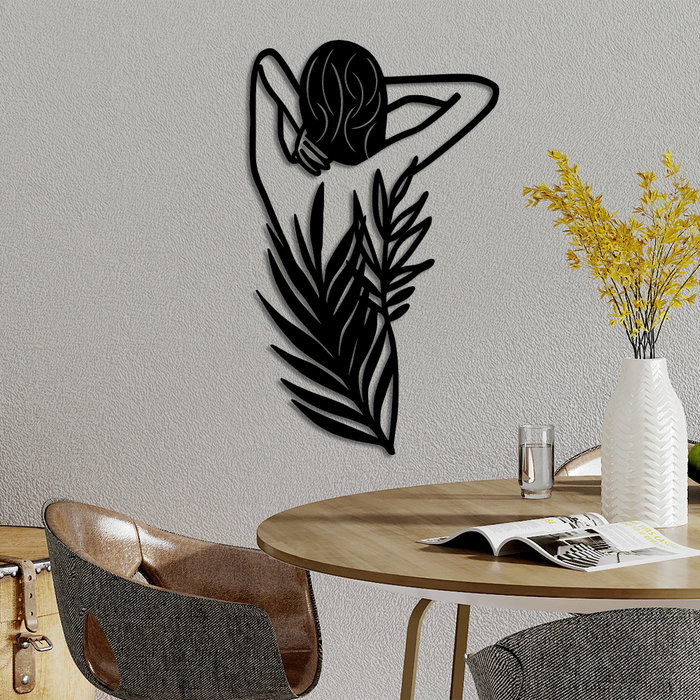 Wallity Flower Woman Escultura de pared de metal negra Wallity Flower Woman Escultura de pared de metal negra